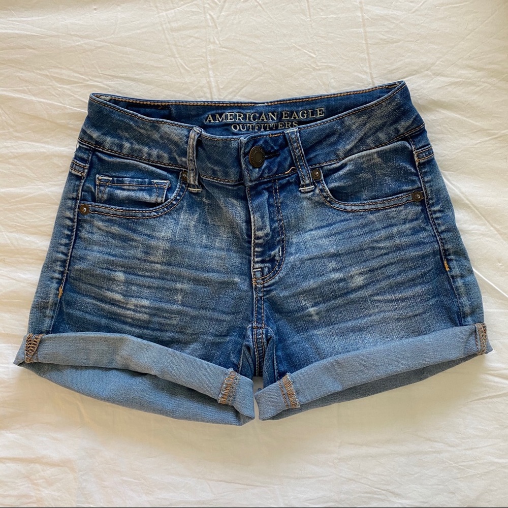 Medium wash American Eagle denim shorts
